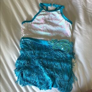 Weissman Blue and White Dance Costume with Fringe